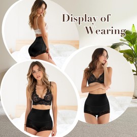 QUASTI Women's High Waisted Underwear Tummy Control Cotton Panties Full Coverage Postpartum Briefs（M） Black