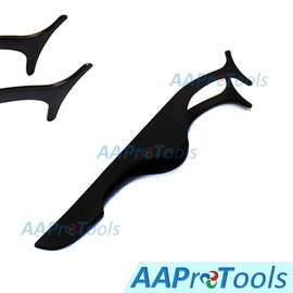 AAProTools Pack of 2 Stainless Steel False Eyelashes Extension Applicator Tool Fish Tail Clip Auxiliary Clip Tweezers Nipper Tool
