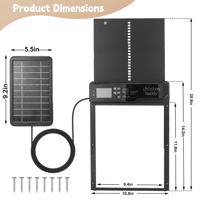 Solar-Powered Automatic Chicken Coop Door with LCD Display, Timer &