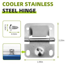 Cooler Stainless Steel Hinge Replacement for Coleman Cooler Hinges 6262 6270 5235 5250 5286b, Camping Cooler Accessories, Ice Chest Stainless Steel Hinges (2 PCS)