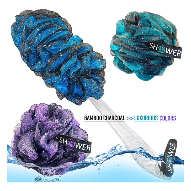 Shower Bouquet Loofah-charcoal Back-scrubber Bath-sponge-color-set By-showe