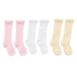 VICASKY 3pairs Long Socks Breathable Summer Socks for Years Old Girls Soft and Comfortable Mesh Design and Non-slip for Hot Weather