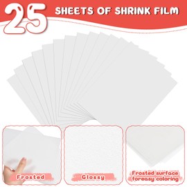 225 Pieces Shrink Film Set, 25 Pieces A4 Shrink Films for Crafts, Shrink Film Crafts for Craft Set, Shrink Plastic for Children for Marking Creative DIY Crafts, 20 x 29 cm