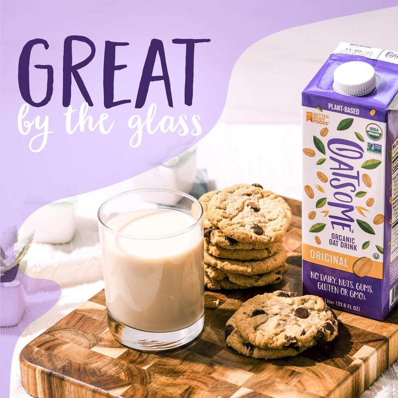 Oatsome Organic Oat Milk, 1-Liter Carton, Regular, 33.8 Fl Oz