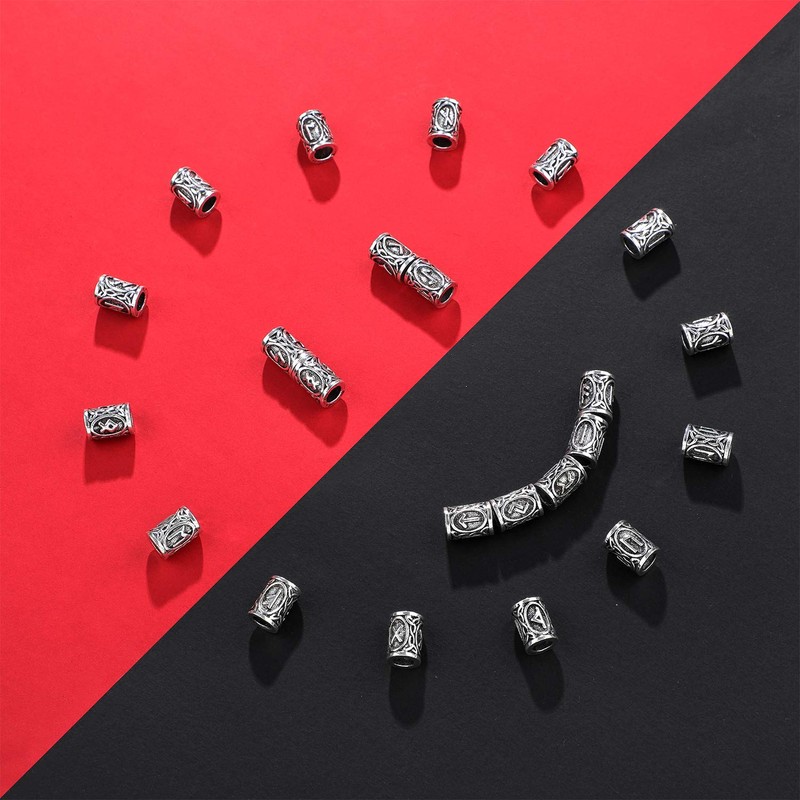 Willbond 24 x Hair and Beard Beads, for Braids, Nordic