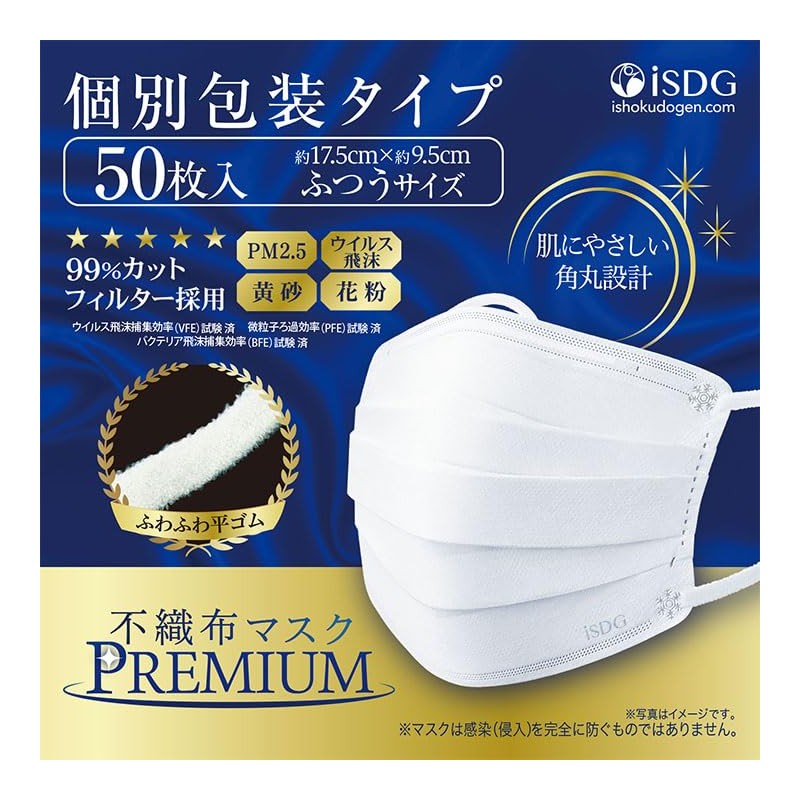 iSDG Premium Non-Woven Mask, Set of 50 Sheets x 2