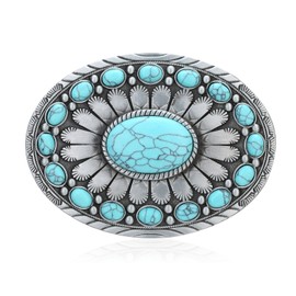 Bolatilt Turquoise Belt Buckle for Men Western Texas Longhorn Bull Belt Buckle American Cowboy Rodeo Belt Buckles for Women