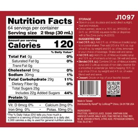 Tea Zone J1097 64 fl.oz Hibiscus Jamaica Syrup for Tea, Coffee, Sweets, Desserts Blending