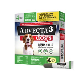 Advecta Ultra Flea and Tick Prevention for Dogs, Dog Flea and Tick Treatment, Waterproof Topical, Fast Acting, Medium Dogs (11-20 lbs), 4 Doses