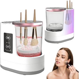 Abnaok Limpiador Y Secador De Brochas De Maquillaje Eléctrico 3 En 1 Para Mujeres (2025), Limpiador Automático, Apto Para Todo Tipo De Brochas, Portátil Y Fácil De Usar.