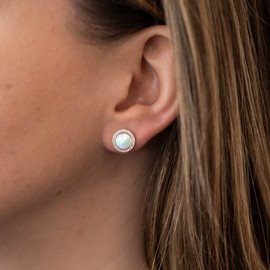 MATERIA by Matthias Wagner Women's Stud Earrings Silver 925 – Gemstone Earrings with Zirconia, Cubic Zirconia Shell Zirconia, Cubic Zirconia