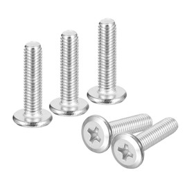 uxcell M5x20mm Flat Round Head Phillips Head Screws, 10Pcs 304 Stainless Steel Phillips Drive Machine Screw, Full Thread, Bright Finish, Furniture Screw Connection Bolt Screw
