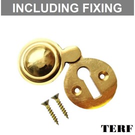 TERF® Polished Brass Victorian Escutcheon Covered 35mm Keyhole Cover Escutcheon including Fixing Screw - Pack of 2