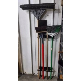 Jones Mfg Long Handled Tool Holder Shovel, Rake, Broom Organizer Mount Rack - Holds 4