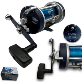 LINEAEFFE GTL 500 SEA BOAT FISHING LARGE MULTIPLIER REEL PRELOADED BLUE LINE