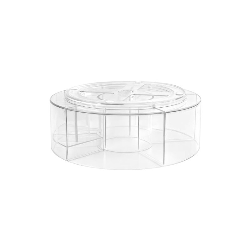 2 x 25 cm Lazy Susan Turntable Transparent, 6 Compartments