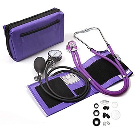Professional Aneroid Sphygmomanometer with Sprague Rappaport Stethoscope, Manual Blood Pressure Monitor for Upper Arm Adult Size Cuff Zipper Case Included
