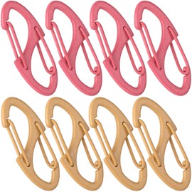 HINZIC 8pcs Anti Theft Zipper Locks, S-Shape Dual Opening Theft Deterrent Clasps, Zipper Clips Replacement for Backpacks Luggage Clothing Traveling Outdoor Sports- Dark Pink & Orange Grey