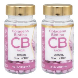 JUVETERNAL Cápsulas Faciales de Colágeno y Biotina 2x1 90 cápsulas c/u Twist-Off Reafirma, Nutre y Revitaliza tu Piel