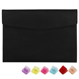Umbrotiger Magnetic Closure PU Leather Document Organizer Slim A4 File Folder with 6 Color Clips, Compact Portfolio for Legal Papers, Tablet & Essentials (Black)