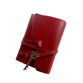 OVERDOSE Deckle Red Leather Journal with Key - Vintage Travel Journal Men & Women Sketch Writing Diary Sketchbook Book of Shadows Handmade Vintage Deckle Edge Paper 5 x 7 inches | 12 x 17 cm | A6