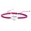 Sterling Silver Cubic Zirconia Double Heart Love Rose Pink Hand-Braided