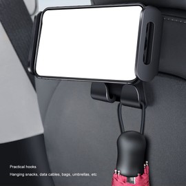FOLOSAFENAR Car Headrest Mount Quick Disassembly Black High Strength Double Sided Stretchable Back Seat Phone Holder for Model Y