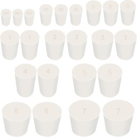 Pack of 26 Solid Rubber Plugs, Rubber Plugs, White Plugs, Solid Rubber Plugs, Laboratory Rubber Plugs, Pipe Tank Bottle, Plug-In Sealing Plugs, Tapered Hole Plugs, 10 Different Sizes