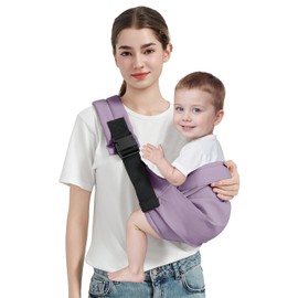 MISSWISDOM Baby Sling Carrier, Toddler Carrier Sling with Double Safety Buckle and Adjustable Shoulder Strap(7-30lbs), Baby Carriers One Size Fits All, Purple