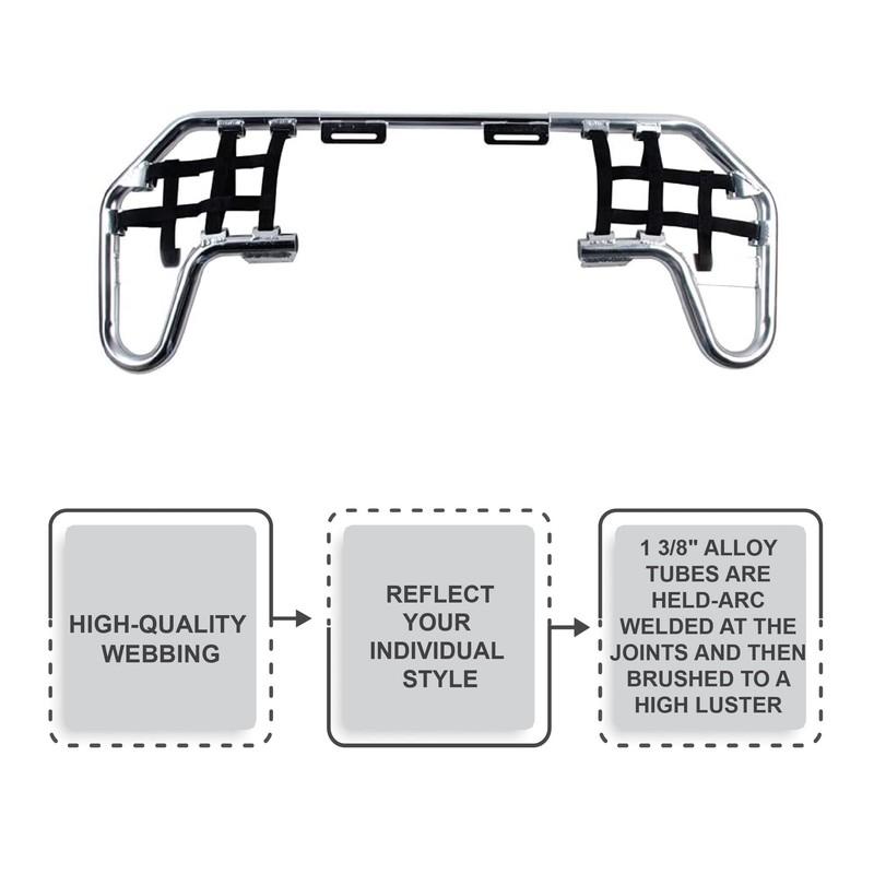 Tusk Comp Series Nerf Bars Silver With Black Webbing -