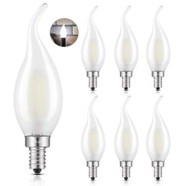 CRLight 2W 4000K LED Candelabra Bulb Neutral White Glow, 25W Equivalent 250LM, E12 Chandelier Dimmable LED Light Bulbs, Antique Edison C35 Frosted Glass Candle Flame Tip, 6 Pack