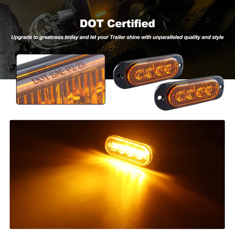 XtraGlow 3.4 Inch Trailer Marker Lights Amber LED Clearance Side