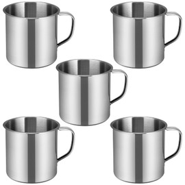 Hemoton Stainless Steel Water Cup 5-Pack Multipurpose Water Drinking Cups Small Metal Mug for Kids Kindergarten Camping Picnic Travel Smooth Round Edges