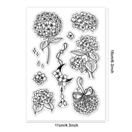 PH PandaHall Hydrangeas Clear Stamps, Flower Silicone Stamps Transparent Seal Stamps Rubber Stamps for DIY Photo Albums, Holiday Cards, Scrapbookings, Gift Tags and Other Craft Projects