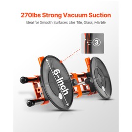 Happybuy 2-Pack Seamless Seam Setter with 6" Vacuum Suction Cups & Oxford Tool Bag – Adjustable Countertop Tool for Marble, Tile & Stone Slab Joining & Leveling