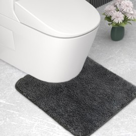 wyewye Microfiber Bath Mat 2cm Super Thick Bath Mat Super Absorbent 50x50cm U Shape Dark Grey