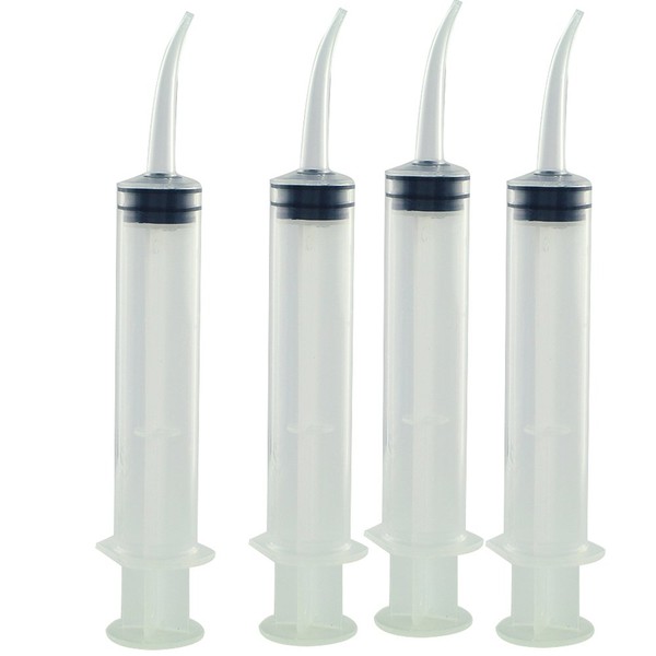 Syringe Pen, Enshey Disposable Dental Irrigation Syringe with Curved Tip for Feeding 12CC (4 Pcs )