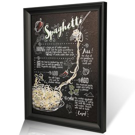 Various kinds of snack recipes wall art decor,Hamburger,Hot DOG,PIZZA,SANDWICH,FRIES,CAKES,BBQ 13W x 17H inches, Framed (spaghetti)