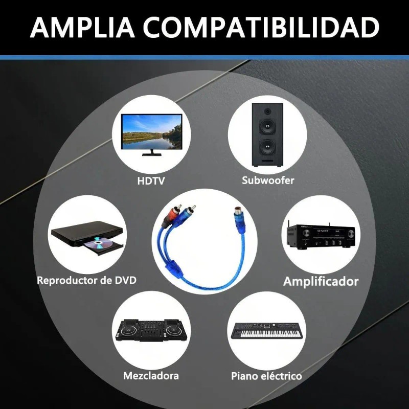 2pzs Cable Y Rca 2 Machos A 1 Hembra Profesional