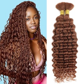 Human Braiding Hair for Boho Braids Boho Human Braiding Hair Curly Deep Wave Boho Braids Human Hairs 160g 2 Bundles No Weft Burgundy Color (24 inch 99J)