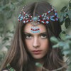Urieo Boho Turquoise Head Chain Blue Layered Beaded Forehead Chain