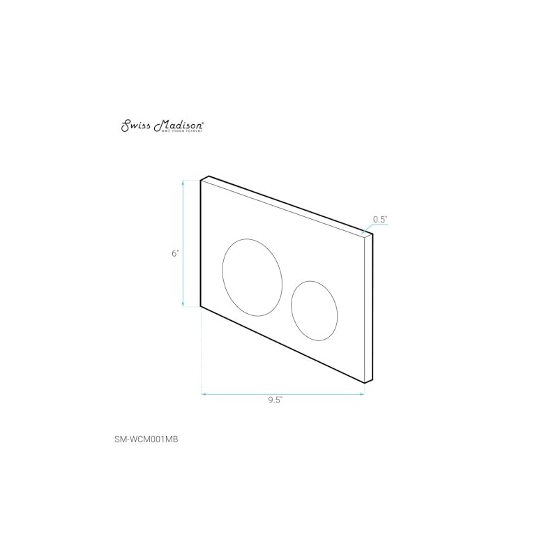 Wall Mount Dual Flush Metal Actuator plate in Matte Black