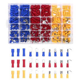 GETUOPT Crimp Connectors 480pcs, Connectors with 30 Types, Multipurpose Copper Core Electrical Connectors Terminals Crimp, Connector Ring Fork Spade Butt Connector Kit