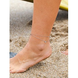 Silvora 925 Sterling Silver Anklets for Women Heart Anklet with Beaded Heart Initial Anklets for Women