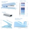 Blue Office Supplies,UPIHO Blue Desk Accessories,Stapler and Tape Dispenser Set