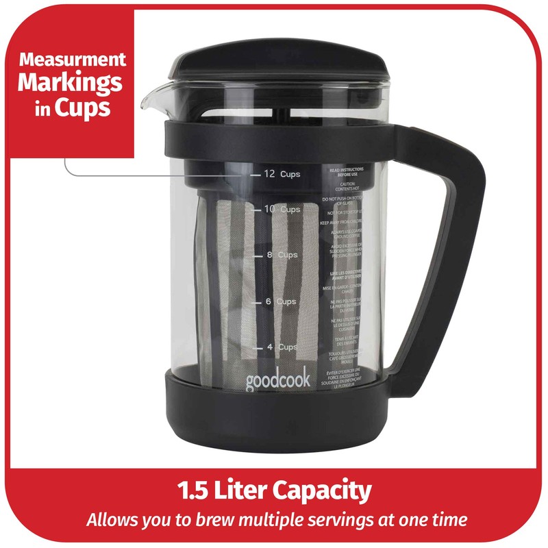 Goodcook Koffe 1.5L Glass Cold Brew Coffee Maker with BPA-Free