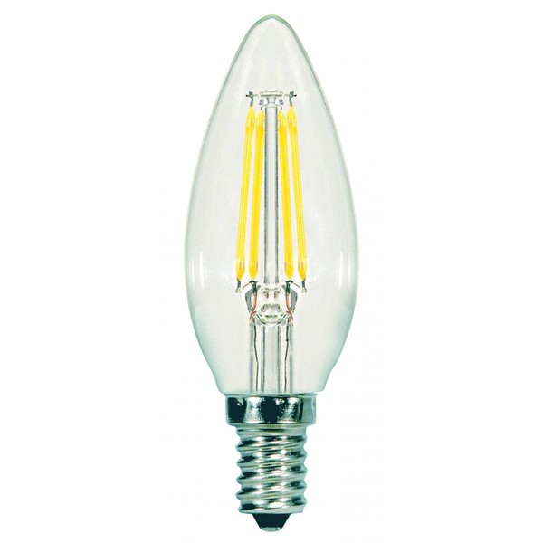 Satco S21706 5.5 watt B11 LED; Clear; Candelabra Base; 2700K; 500 lumens; 120 Volts; Carded 2-Pack Non-Compliant