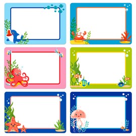 JUESMOS 120PCS Ocean Animals Name Tags Stickers for Kids Students - Self Adhesive Cute Under The Sea Animal Name Labels Stickers - Desk Nameplates for Back to School Kindergarten Classroom Decoration