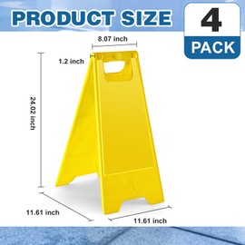 Chapou 4 Pack 24 Inch Blank Floor Sign Yellow A-frame Foldable Caution Sign Write-On Double Sided Safety Warning for Pool Restaurant Restroom Office