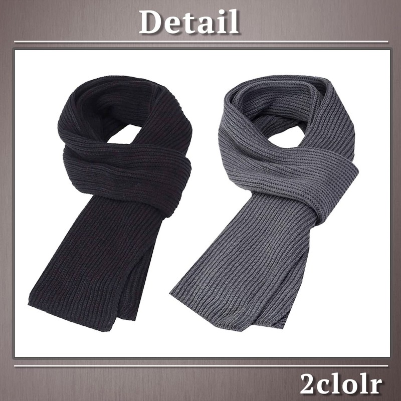 ONE LIMITATION SF010 Plain Knit Long Scarf, Thick, Cold Protection,